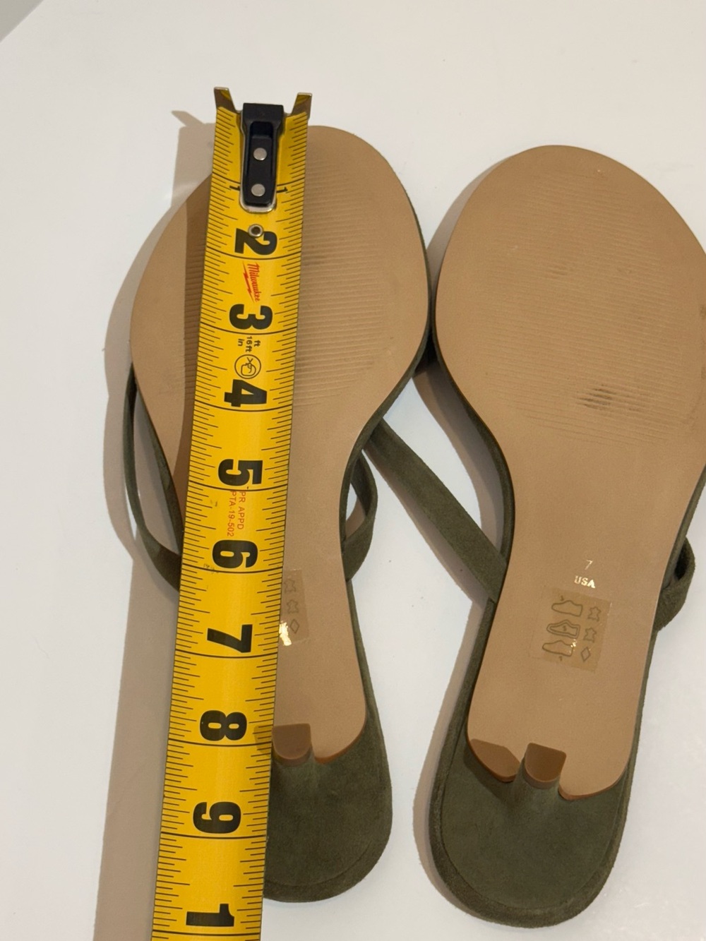 NWOB Anthropologie Olive Suede Slide Flip-Flop Kitten Heels - Picture 11 of 11